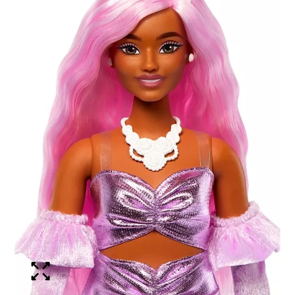 Pink and Purple Barbie Deluxe Style Afro American Doll New